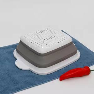 Çevre Dostu PP TPR Koyu Gri Mutfak Süzgeci Meyve Sebze Süzgeci Plastik Süzgeç Ev Mutfak İçin Lavabo Rafı - Product Image 2