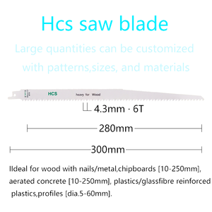 Lames de <span class=keywords><strong>scie</strong></span> alternative industrielles Alluse S1411D 6TPI HCS à coupe rapide, longueur 280 mm, épaisseur 1,25 mm, pour la découpe de métaux, bricolage gratuit, OEM - Product Image 3