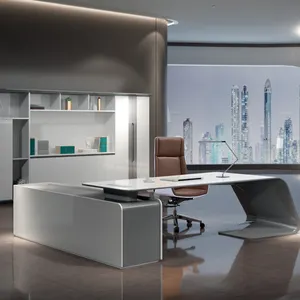 Schwarzer Home Office Schreibtisch und Stuhl Design Luxus Steinplatte Schreibtisch Moderne Büro tisch möbel