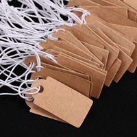 Étiquettes de prix en papier kraft avec ficelle attachée, étiquettes de prix inscriptibles, 100 pièces