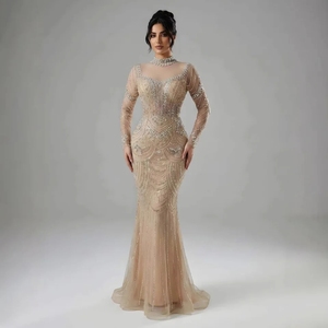 Nude/Pink/Turquoise Color 2026 Luxury <strong>Modest</strong> High Neck Beaded Mermaid Evening <strong>Dresses</strong> Gowns for Women Party <strong>Prom</strong> <strong>Dresses</strong> LA73519 - Product Image 1
