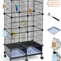 Cage à oiseaux polyvalente multicouche empilable, grande cage d'élevage pour oiseaux, plateau amovible en fil de fer pour agapornis, perruche, ara, perroquet
