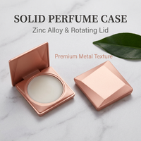 Boîte à parfum solide carrée en alliage de zinc 55*55mm, conteneur rotatif en métal pour baume, étui d'emballage d'arômes or rose