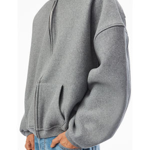 Felpa con Cappuccio e Zip Integrale da <span class=keywords><strong>Uomo</strong></span> in Cotone Pesante 600 GSM, Oversize con Spalle Cadenti, Personalizzabile, Vendita all'Ingrosso - Product Image 2