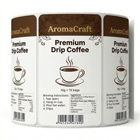 Étiquettes de café personnalisées en papier couché mat, écologiques et recyclables, avec gaufrage à chaud doré pour l'emballage de sachets de thé et de boîtes de conserve