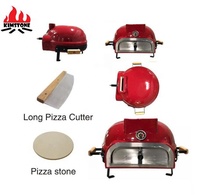 Four à pizza en céramique en acier inoxydable au bois KIMSTONE KS-T21R-03-01 21 pouces avec chariot et commande tactile pour une utilisation à domicile et en extérieur