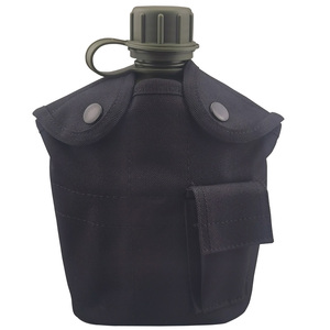 Free sample Olive Green Plastic Water <b>Bottle</b> Canteen Kettle for Personal Defense Gear with Polyester Cover - Product Image 1