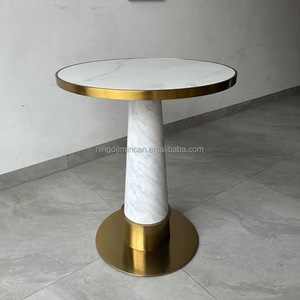 Bàn ăn nhỏ với chân kim loại cho văn phòng tiếp tân đàm phán cửa hàng trà hoặc khách sạn sử dụng được làm từ bảng đá - Product Image 5