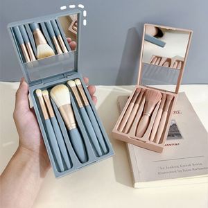 Juego de Brochas de Maquillaje Veganas de Marca Privada 2023, Libres de Crueldad Animal, Color Rosa, Fibras Sintéticas de Alta Calidad con Mango de Madera, 5 Piezas, Logotipo OEM - Product Image 2