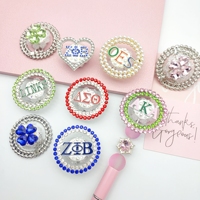 51302 Meilleures ventes : Accessoires DIY pour stylos, lettres en strass, perles en alliage plaqué creux avec diamants, perles lettres OES Sororité Grecque