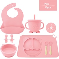 Juego de Vajilla de Silicona para Bebés con Base de Succión, Ecológico, Libre de BPA, Plato con Diseño de Dibujos Animados para Alimentos Complementarios
