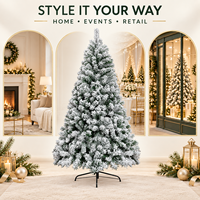 Arbre de Noël artificiel floqué blanc en PVC, 1,2m-2,4m, base métallique, pour décoration intérieure/extérieure, événements et fêtes, vente en gros