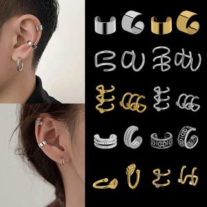 Pendientes colgantes de Clip de oreja gótica de acero inoxidable 316 al por mayor para hombres y mujeres, pendientes de gota de Cruz Punk sin Piercing - Product Image 3