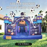 Structure gonflable combinée avec toboggan, écologique, pour locations commerciales, château gonflable de football, panier de basket-ball, zone d'escalade