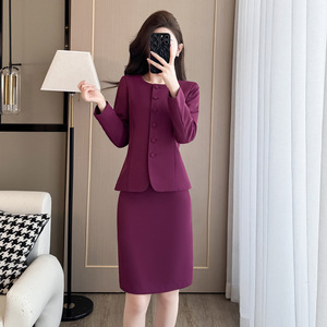 Women's Suit Set Midi Skirt Two Piece Office Lady Professional Workwear Anti-Wrinkle Satin Fabric - Product Image 3