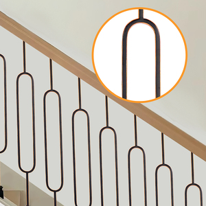 Barandillas y barandillas de escalera de hierro forjado pesado Interior de casa moderna de mediados de siglo, barandillas y pasamanos de diseño de cobre frotado con aceite - Product Image 1