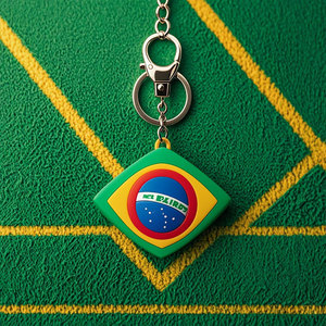 Brazil Flag <b>Keychain</b> PVC <b>Leather</b> Digital Printed Sports Theme Portable Keyring Gift For Fans And Travelers - Product Image 3