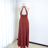 TEENYEE robes de soirée de luxe personnalisées robes de soirée formelles pour femmes robe de demoiselle d'honneur orange brûlé en satin
