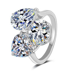 Anillo de Plata de Ley 925 con Moissanita de 6 Quilates, Forma de Corazón, Gota de Agua, Ovalado, Anillo de Lujo para Mujer, Colección de Joyería Geométrica Deslumbrante - Product Image 1