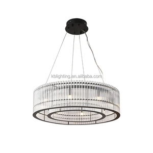 Suspension moderne en verre de <span class=keywords><strong>Murano</strong></span> pour salon, hôtel, <span class=keywords><strong>lustre</strong></span> rond en acier <span class=keywords><strong>noir</strong></span> avec tube de verre soufflé à la main - Product Image 1