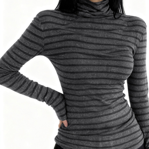 Top Retro Americano a Rayas de Manga Larga para Mujer, Ajustado, Sexy, Básico, Versátil, Informal, Vintage, Estilo Y2K - Product Image 3