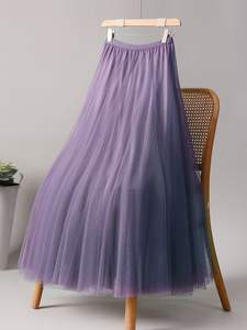 Jupe en tulle élégante taille haute à la mode coréenne, décontractée, en maille plissée, ligne assortie pour femmes pour la saison d'automne - Product Image 6