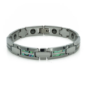 Men's Tungsten Steel Bracelet Inlaid With Seashell Geometric Design Gift Jewelry - Product Image 5