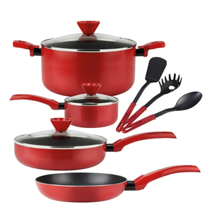 Modern Ceramic Marble Coated Pot Pan Silicone Glass Lids Bakelite Handles Non-Stick Forged Aluminum <b>Cookware</b> <b>Set</b> for Gas - Product Image 1