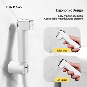 PINEBAY, изготовленные на заказ, пластиковые ручные биде высокого давления от производителя, белый Shattaf, набор ручных распылителей для ванной комнаты - Product Image 3