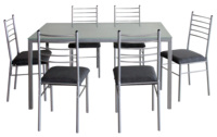 Table à manger et chaises simples en verre, ensemble de 6 chaises modernes '1 + 4, table à manger