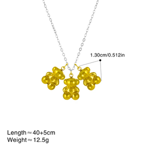 Elegante Collar con Colgante de Oso para Mujer, Acero Inoxidable 304, Galvanoplastia al Vacío, Color Mixto, Joyería Tridimensional - Product Image 5
