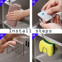 Crochet porte-éponges d'évier en acier inoxydable pour cuisine Crochet auto-adhésif pour égouttoir Crochets muraux pour cuisine Accessoires Rangement Organiser