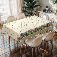 Nappe en PVC à fleurs grises RNPT Russie, Housse de table rectangulaire à motifs pour cuisine