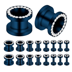 Нержавеющая сталь, металлические инкрустированные алмазные ушные эспандер, модные ювелирные изделия для пирсинга, серьги-гвоздики из нержавеющей стали - Product Image 4