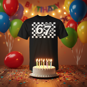 Camiseta estilo cumpleaños vintage a cuadros con número 67 retro - Product Image 3
