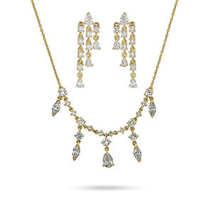 Collar y Pendientes de Plata 925 con Diamantes Gemnel de Origen Ético, Diseño de Gota con Piedra en Forma de Pera, para Mujer - Product Image 1