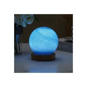 Veilleuse de chambre d'enfant en bois lumière LED 3D planète décorative lampe de table romantique ciel étoilé rond verre veilleuse