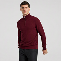 Pull d'hiver à col zippé en gros, pull tricoté décontracté jacquard avec logo