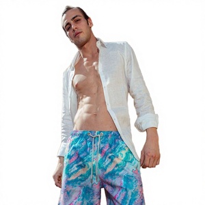 Men's Polyester Sublimation Printed <b>Lace</b> Knitted <b>Elastic</b> Waist Shorts Best Selling Eco-Friendly Breathable - Product Image 3