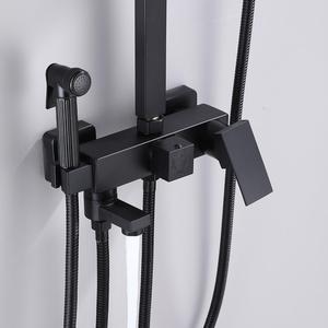 Système <span class=keywords><strong>de</strong></span> <span class=keywords><strong>douche</strong></span> en acier inoxydable noir mat, avec pommeau <span class=keywords><strong>de</strong></span> pluie carré et douchette à main, <span class=keywords><strong>fixation</strong></span> murale, style industriel moderne pour salle <span class=keywords><strong>de</strong></span> bain - Product Image 3