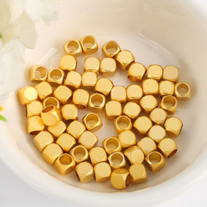 Lisheng Jewelry Gold Plated <b>Square</b> Spacer Beads 6mm For DIY Bracelet Necklace Jewelry Making Components Wholesale - Product Image 1