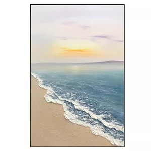 Hand Painted Seascape Oil Painting Framed Metal <b>Frame</b> Impressionism Style Living Room <b>Wall</b> Art Decorative Painting For Sofa - Product Image 5
