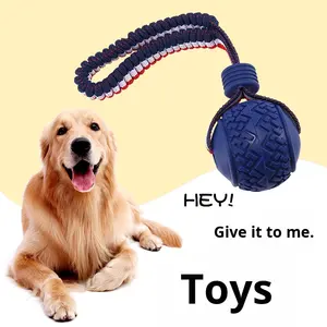 Mainan Hewan Peliharaan Ramah Lingkungan Mainan Kunyah Tahan Lama Bola Gigit dengan Tali Elastis Bola Latihan Anjing Terbuat dari TPR - Product Image 2