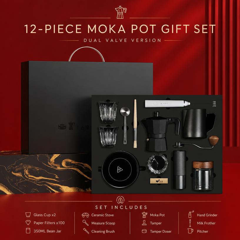 Black 12-piece set, dual-valve version