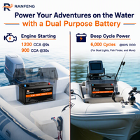 بطارية ليثيوم حديد فوسفات 12 فولت 100 أمبير ساعة 110 أمبير ساعة LiFePO4 ذات دورة عميقة للقوارب البحرية ومحركات القوارب الخارجية، 6000 دورة، 4G
