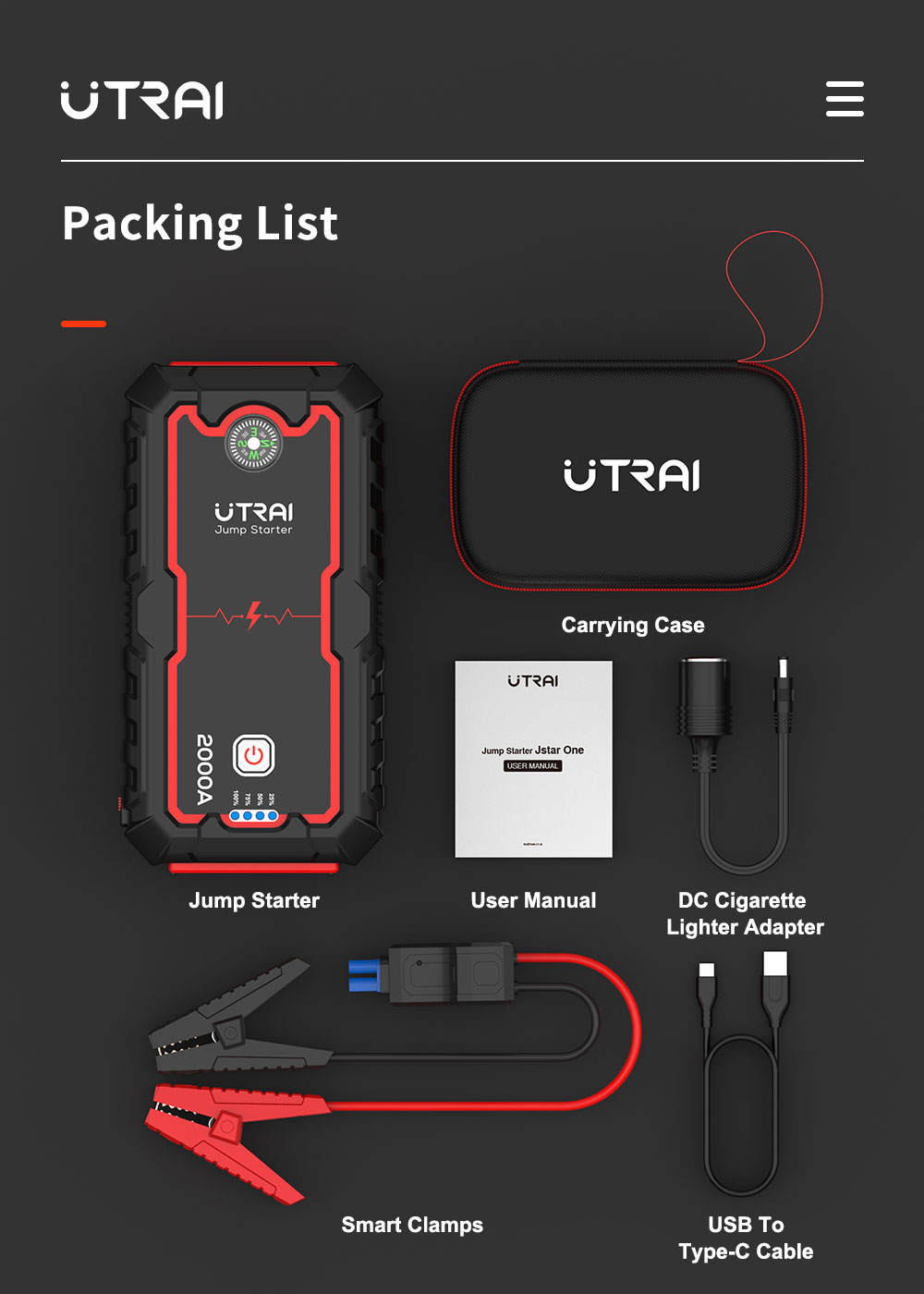 Jump Starter with a Power Bank 2000A/22000 mAh