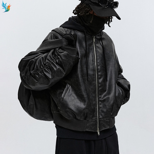 Bomber personalizzato invernale da uomo Vintage pesante oversize con cerniera in pelle sintetica con cappuccio per uomo - Product Image 6