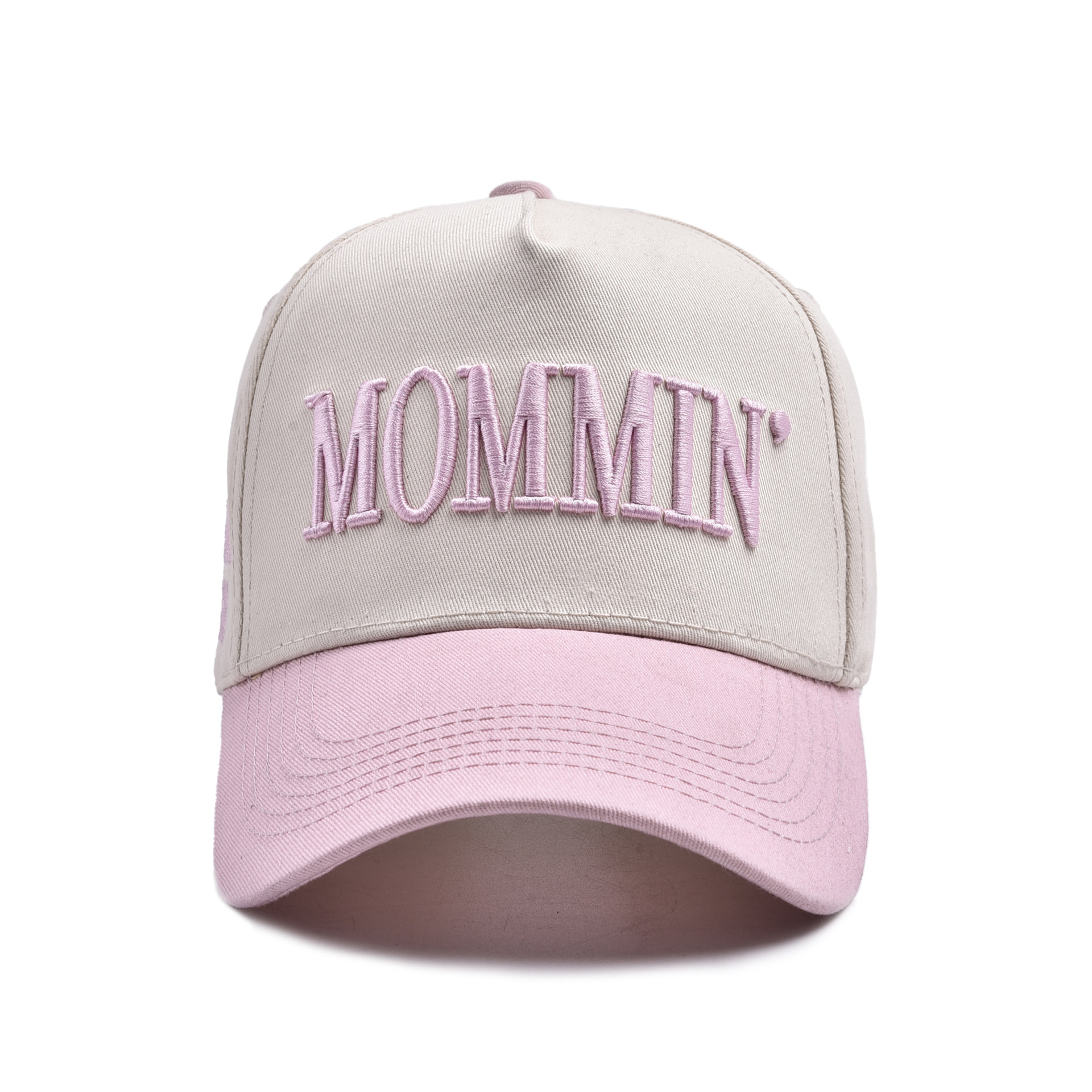 Casquette mommin brodée 3D beige rose