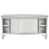 Commerciële keukenwerktafel van roestvrij staal met opbergkast en schuifdeuren, werkstation voor restaurants & huishoudelijk gebruik