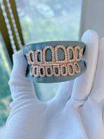 Honordiamond XH037 Grillz Unisexe en Argent S925 avec Moissanite, Forme Cercle Huit Cœurs Huit Flèches, Style Hip-hop, Haute Couture Dentaire